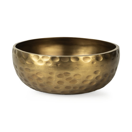 69074 - Karmel 12L x 12W Gold Hammered Aluminum Bowl