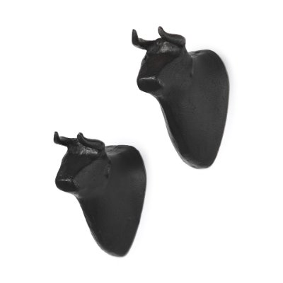 69076 - Taurus IV (Set of 2) Black Cast Aluminum Bull Wall Decor