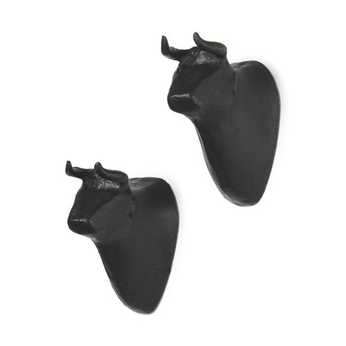 69076 - Taurus IV (Set of 2) Black Cast Aluminum Bull Wall Decor