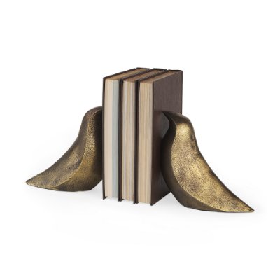 69078 - Dover (Set of 2) 15L x 4W Gold Aluminum Dove Bookends