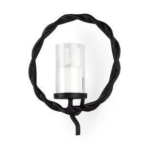 Rizwan 12.0L x 14.0W x 4.5H Black Aluminum Braided Circular Candle Holder