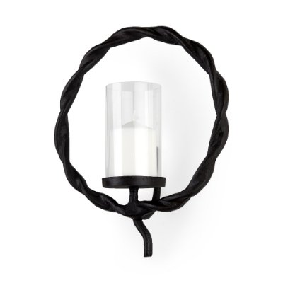 69081 - Rizwan 12.0L x 14.0W x 4.5H Black Aluminum Braided Circular Candle Holder