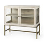 69292 - Arelius 36L x 18W x 32H White Wood, Gold Metal Base w/ 2 Glass Doors Accent Cabinet