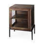 69302 - Arelius 20L x 18W x 26H  Medium Brown Wood W/ Black Metal Frame End/Side Table 