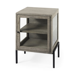  Arelius 20L x 18W x 26H Gray Wood W/ Black Metal Frame End/Side Table