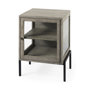 69303 -  Arelius 20L x 18W x 26H Gray Wood W/ Black Metal Frame End/Side Table