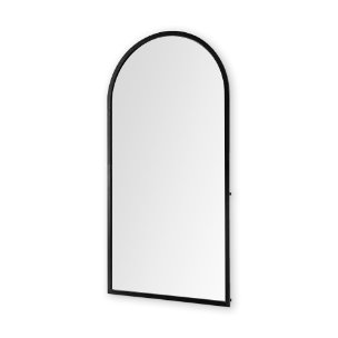 Giovanna 23.6L x 1.2W x 48.8H Black Metal Frame Rounded Arch Vanity Mirror