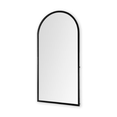 69309 - Giovanna 23.6L x 1.2W x 48.8H Black Metal Frame Rounded Arch Vanity Mirror