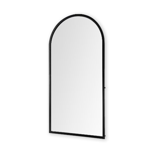 69309 - Giovanna 23.6L x 1.2W x 48.8H Black Metal Frame Rounded Arch Vanity Mirror