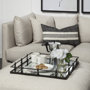 57238 - Christa 22L x 22W Black Metal Mirrored Base Square Tray