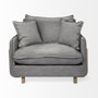 68715 - Roy II Castlerock Gray Upholstered and Brown Wood Frame Arm Chair