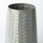68818 - Gemma III Metal Glossy Green/Gray Chevron Vase