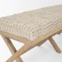 68459 - Solis II 50L x 16W Brown Base Beige Woven Leather Cushion Accent Bench