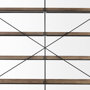 68485 - Trey IV 80L x 16W x 87.5H  Medium Brown Wood and Iron Five Tray Shelf Shelving Unit