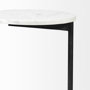 68487 - Ballatine II 15L x 15W x 27L White Marble Round Top White w/ Black Metal Base Accent Table
