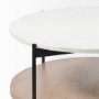 68489-AB - Larkin 48" Oval White Marble Top and Solid Wood Shelf w/ Black Metal Frame Coffee Table