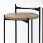 68490 - Larkin II Marble and Medium Brown Wood Round Tabletop Nesting End/Side Tables