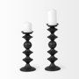 68559 - Candelero II Large Black Metal Grooved Table Candle Holder 