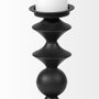 68559 - Candelero II Large Black Metal Grooved Table Candle Holder 