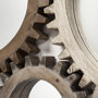 37142 - Cog Mirror 17" Round Brown Wood Frame Mirror