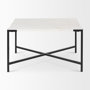 68239 - Lucas 30x30 White Marble Top Black Metal Base Coffee Table