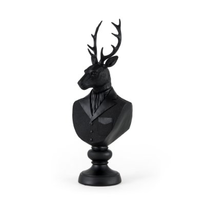 69288 - Mozart 22.5H Black Painted Resin Deer In A Suit Bust