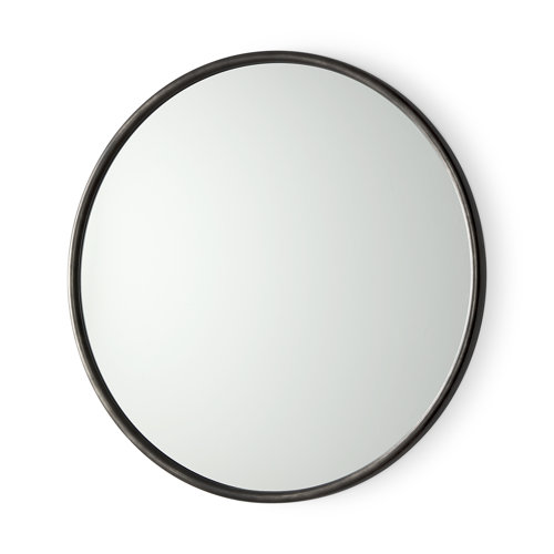 69341 - Piper 35.8L x 1.0W x 35.8H Small Black Metal Round Wall Mirror