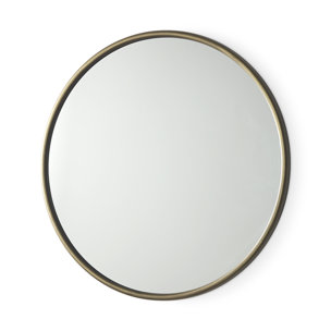 Piper 35.8L x 1.0W x 35.8H Small Gold Metal Round Wall Mirror