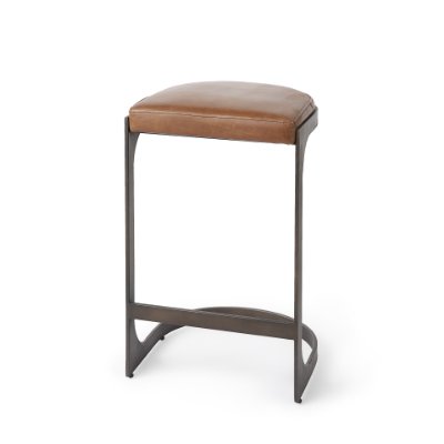 69267 - Tyson 17L x 18W x 28H Brown Leather W/ Metal Frame Counter Stool
