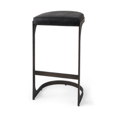 69271 - Tyson 17L x 18W x 31H Black Leather W/ Metal Frame Bar Stool