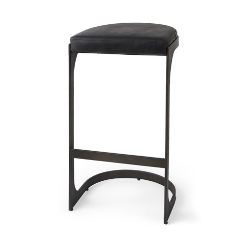 69271 - Tyson 17L x 18W x 31H Black Leather W/ Metal Frame Bar Stool