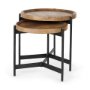69282 - Marquisa (Set of 2) 22.5L x 22.5W x 20.8H Light Brown Wood W/ Black Metal Base Nesting Side Tables