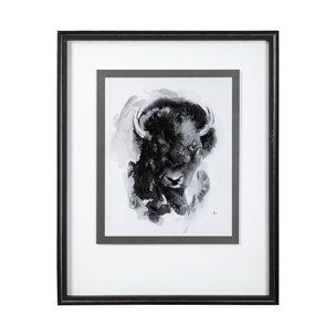 Bison I by Mercana Studio a Hand Embellished Textured Framed Art Print Matted under Glass