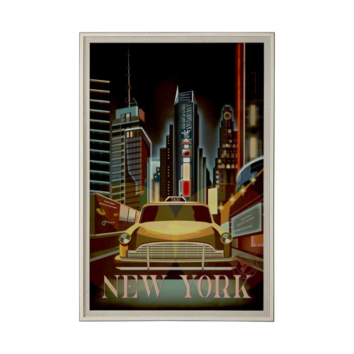 13691 - New York Go USA (XL) by Mercana Studio a Hand Embellished Decograph Framed Art Print under Glass