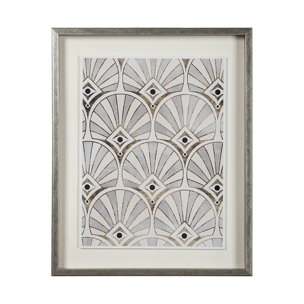 Deco Patterning I by Victoria Barnes a Hand Embellished Textured Framed Art Print Matted under Glass