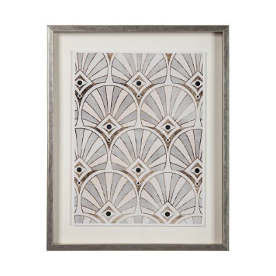 13697 - Deco Patterning I by Victoria Barnes a Hand Embellished Textured Framed Art Print Matted under Glass