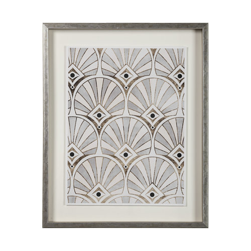 13697 - Deco Patterning I by Victoria Barnes a Hand Embellished Textured Framed Art Print Matted under Glass