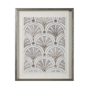 Deco Patterning II by Victoria Barnes Hand Embellished Textured Framed Art Print Matted under Glass