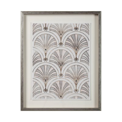 13698 - Deco Patterning II by Victoria Barnes Hand Embellished Textured Framed Art Print Matted under Glass