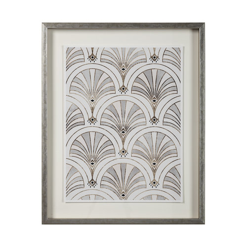 13698 - Deco Patterning II by Victoria Barnes Hand Embellished Textured Framed Art Print Matted under Glass