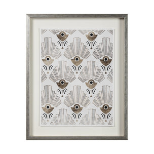 Deco Patterning III by Victoria Barnes Hand Embellished Textured Framed Art Print Matted under Glass