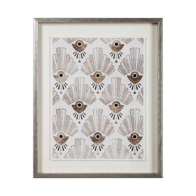 13699 - Deco Patterning III by Victoria Barnes Hand Embellished Textured Framed Art Print Matted under Glass