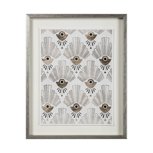 13699 - Deco Patterning III by Victoria Barnes Hand Embellished Textured Framed Art Print Matted under Glass
