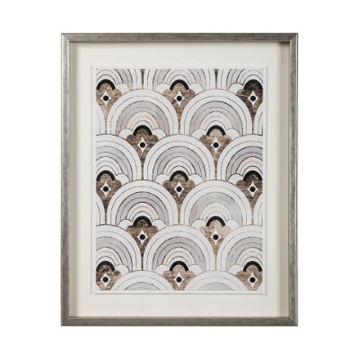 13700 - Deco Patterning IV by Victoria Barnes Hand Embellished Textured Framed Art Print Matted under Glass