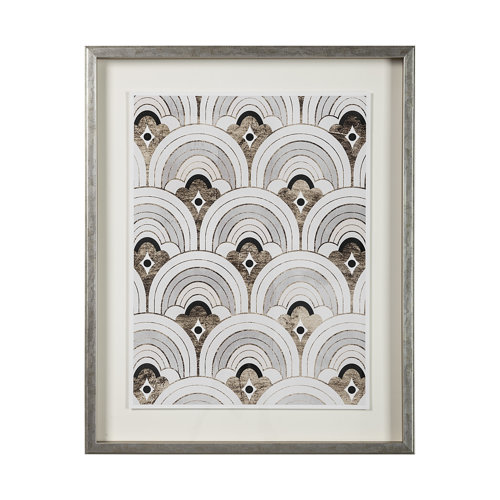 13700 - Deco Patterning IV by Victoria Barnes Hand Embellished Textured Framed Art Print Matted under Glass