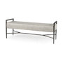 69367 - Charlotte  55.0L Gray Herringbone Fabric Seat w/ Antique Nickel Metal Frame Bench