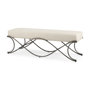 69369 - Ayla 55L x 17.6W x 18H Cream Fabric Seat W/ Antique Nickel Frame Bench
