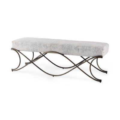 69370 - Ayla 55L x 17.6W x 18H Dark Gray Fabric Seat W/ Dark Nickel Metal Frame Bench