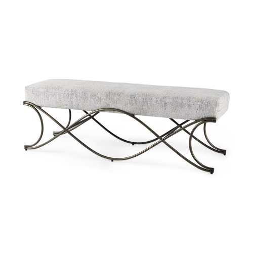 69370 - Ayla 55L x 17.6W x 18H Dark Gray Fabric Seat W/ Dark Nickel Metal Frame Bench
