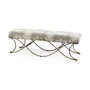 69371 - Ayla 55L x 17.6W x 18H Light and Dark Gray Fabric Seat W/ Antique Gold Metal Frame Bench
